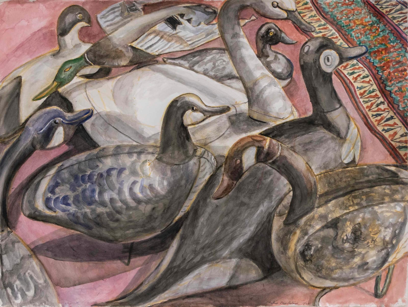 Philip Pearlstein, Gaggle of Decoys in Studio, 2021