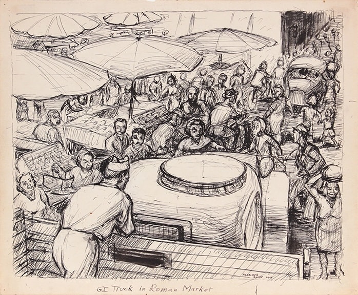 Philip Pearlstein, G.I. Truck in Roman Market, 1945