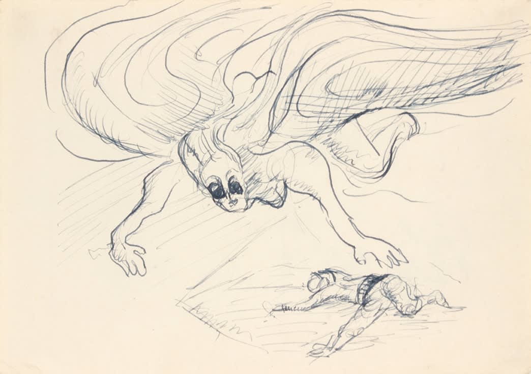 Philip Pearlstein, Angel of Death Over Dead Soldier, 1943-46