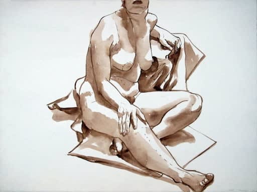 Philip Pearlstein, Female Model Seated on Drape, 1965