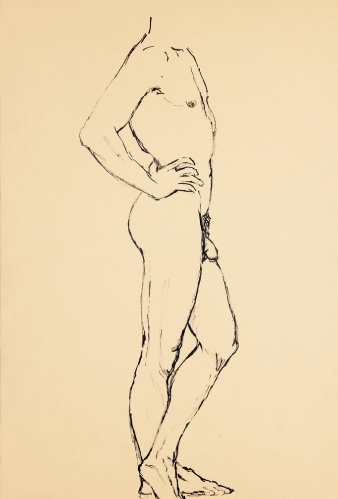 Philip Pearlstein, Standing Male Nude (side), ND