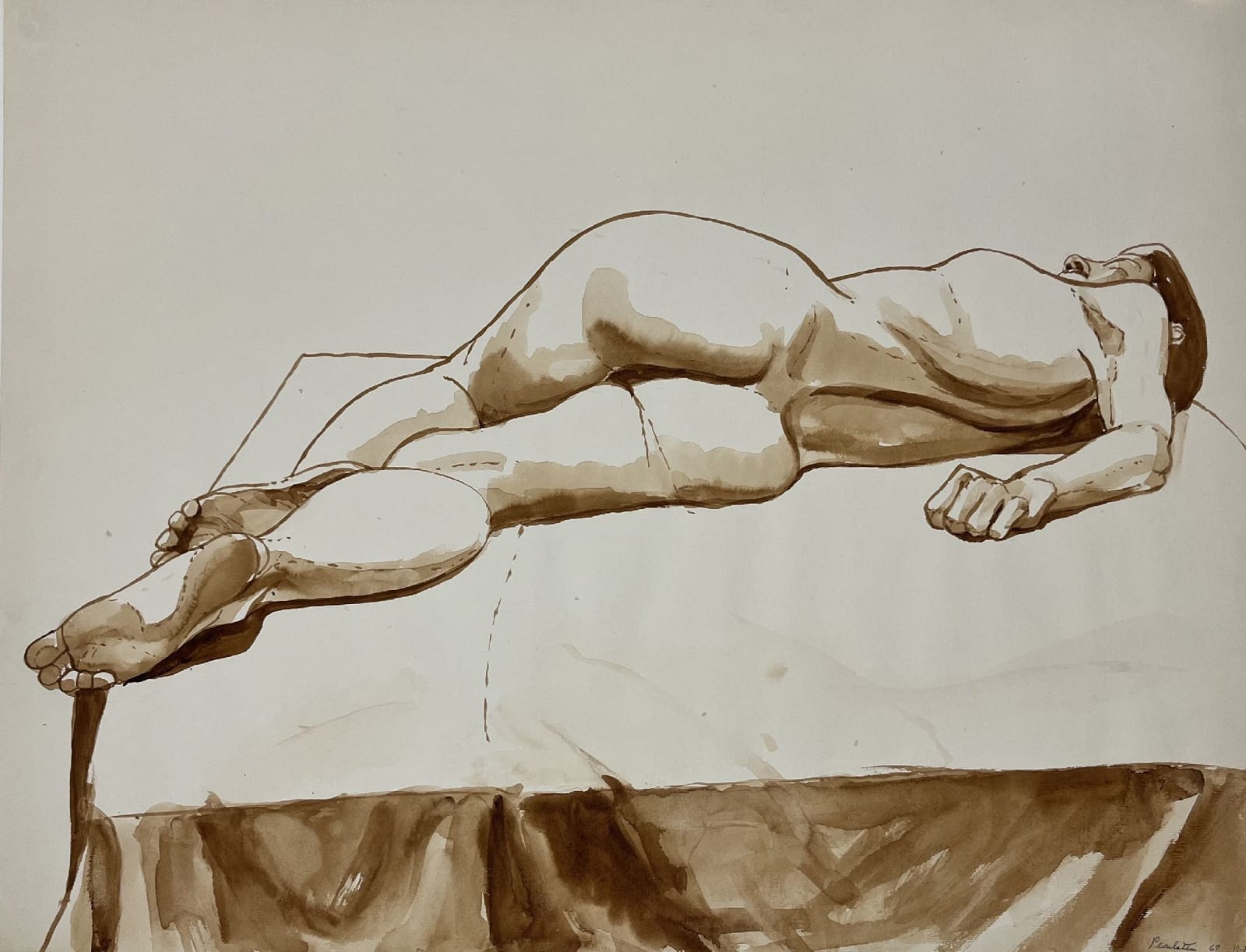 Philip Pearlstein, Model Lying Down, Twisted, 1969