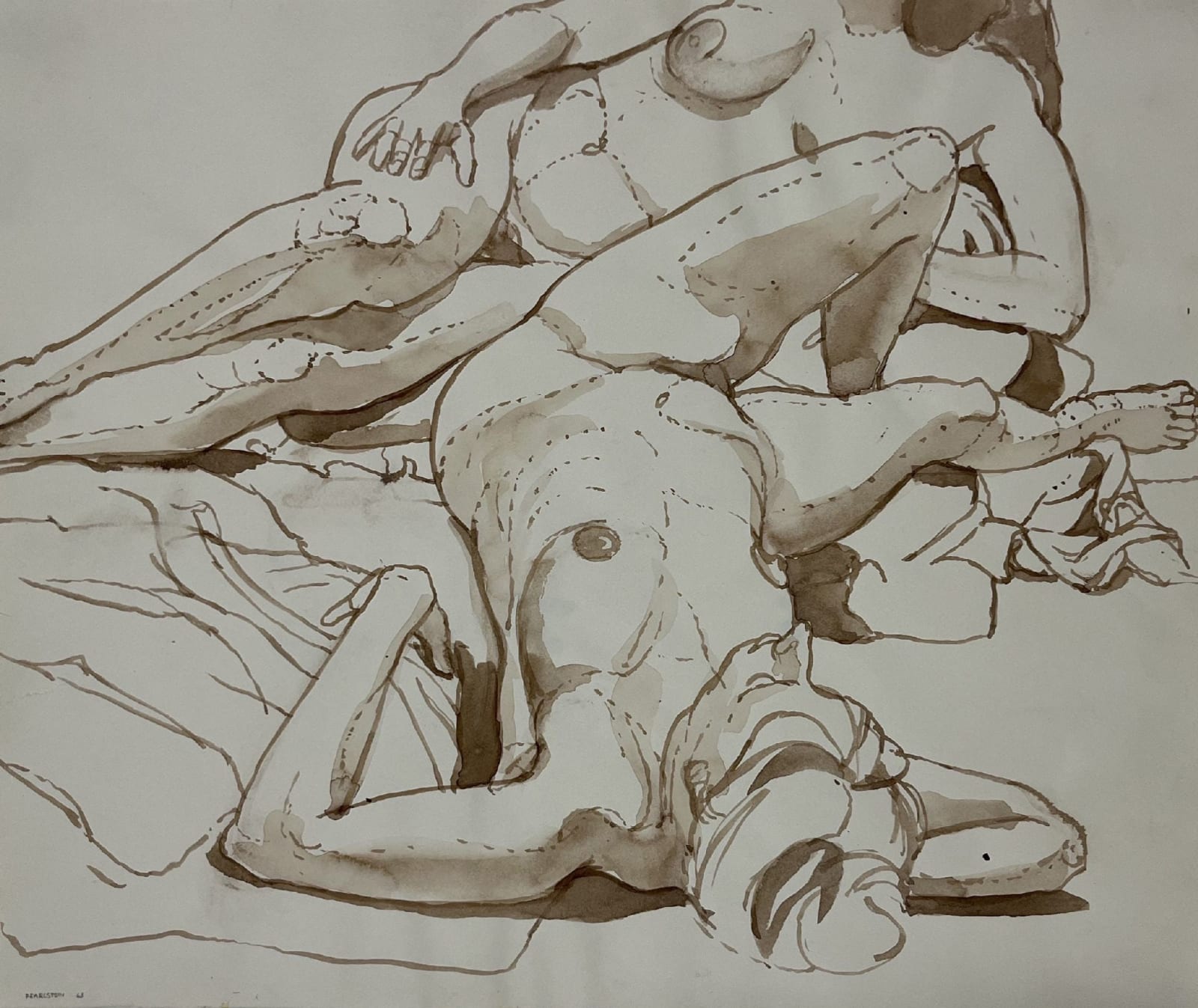 Philip Pearlstein, Model on Floor, Model Reclining, 1963