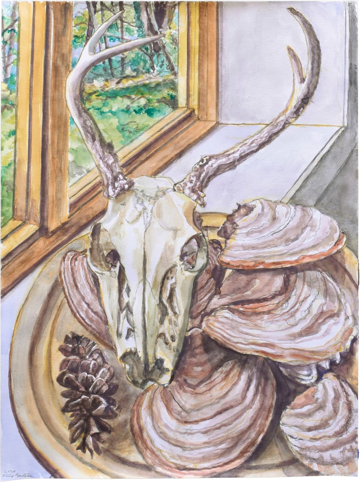 Philip Pearlstein, Skull and Tree Mushrooms, 2020