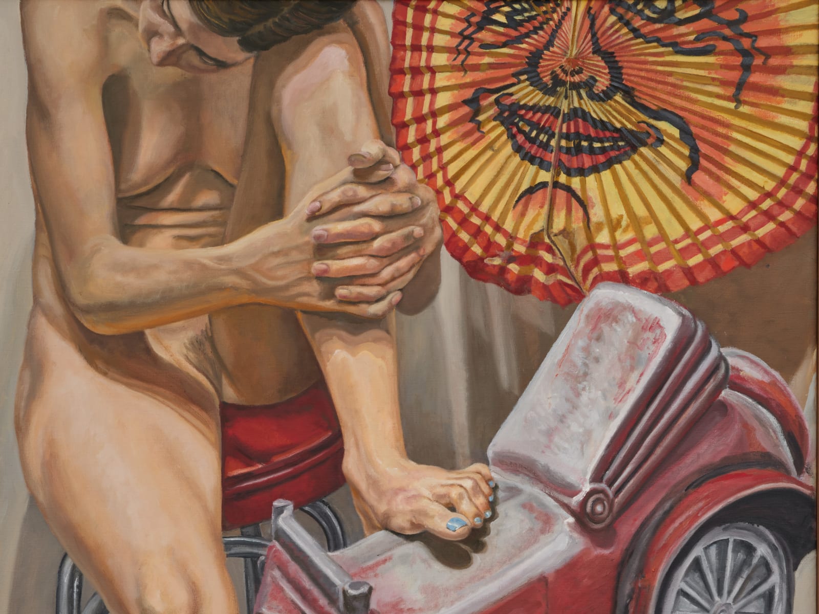 Philip Pearlstein, Model with Auto Spring Rider and Paper Lantern, 2016