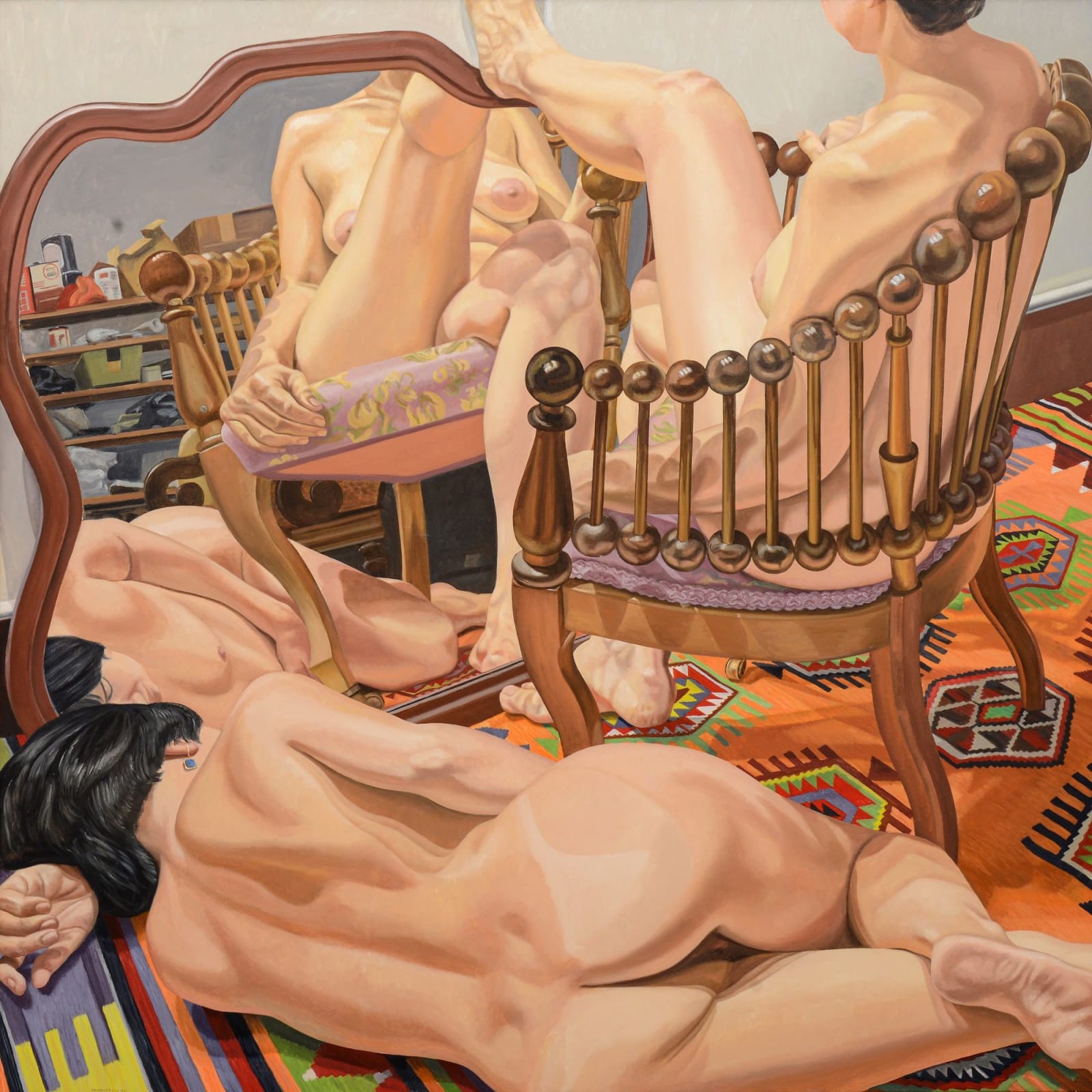 Philip Pearlstein, Two Models with Hunzinger Chair and Mirror, 1986