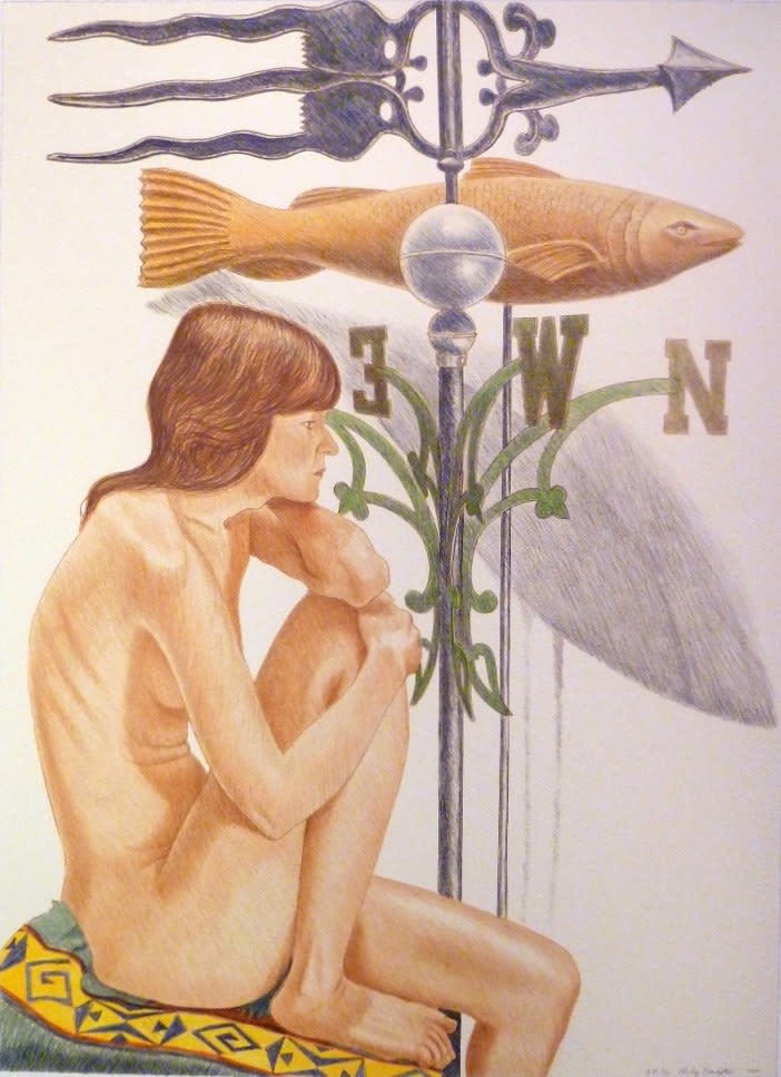 Philip Pearlstein, Nude Model with Banner & Fish Weathervanes, 2010