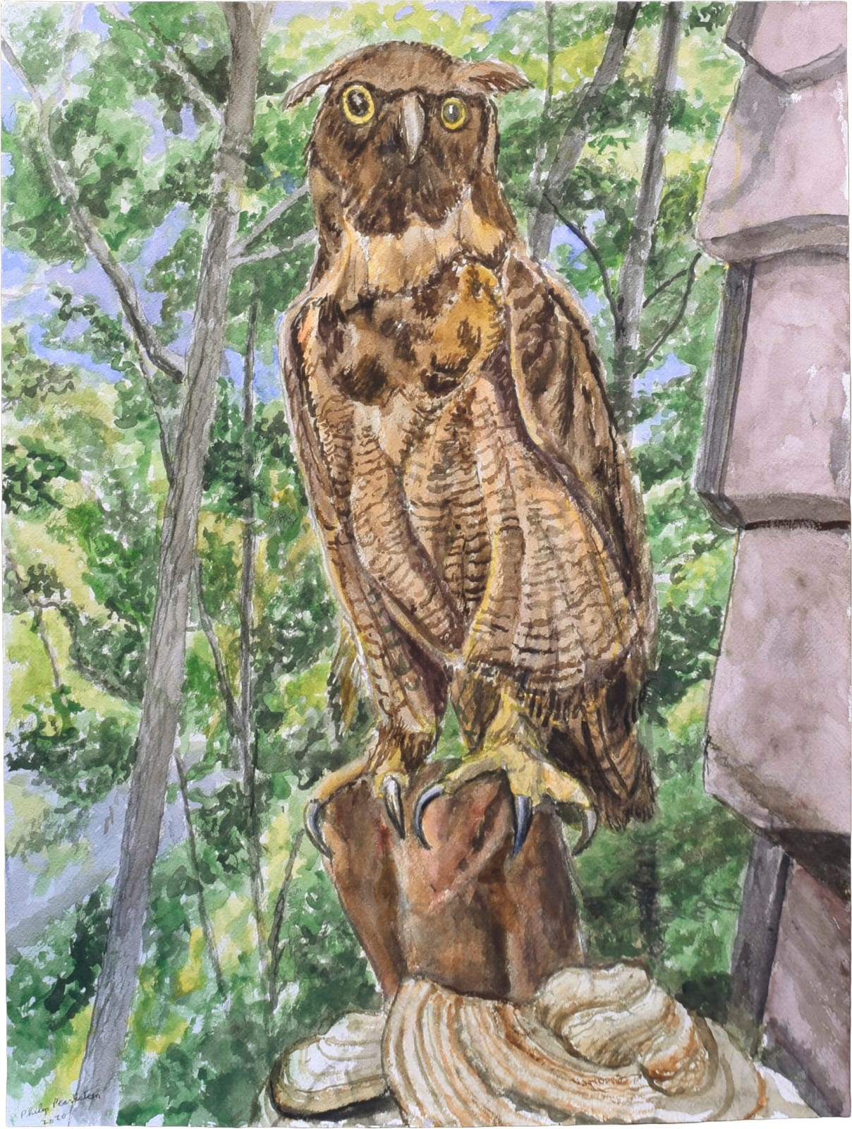 Philip Pearlstein, Stuffed Owl on Tree Mushroom, 2020
