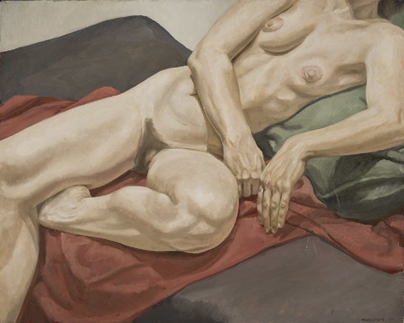 Philip Pearlstein, Female Model on Red and Green Drapery, 1966