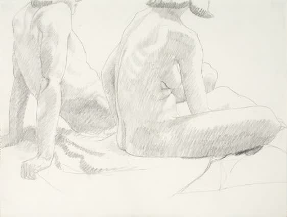 Philip Pearlstein, Seated Female Model and Leaning Male Model, 1960s