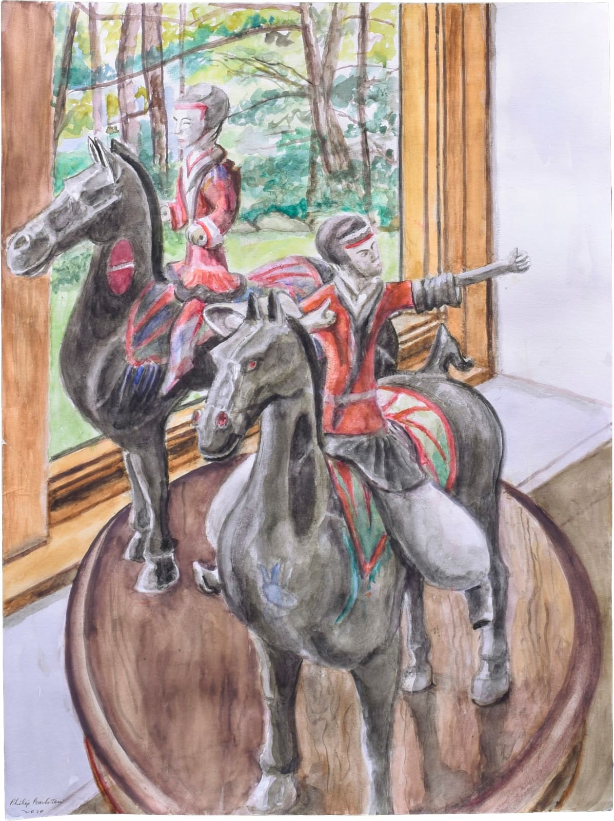 Philip Pearlstein, Han Warriors on Horseback in My Studio, 2020