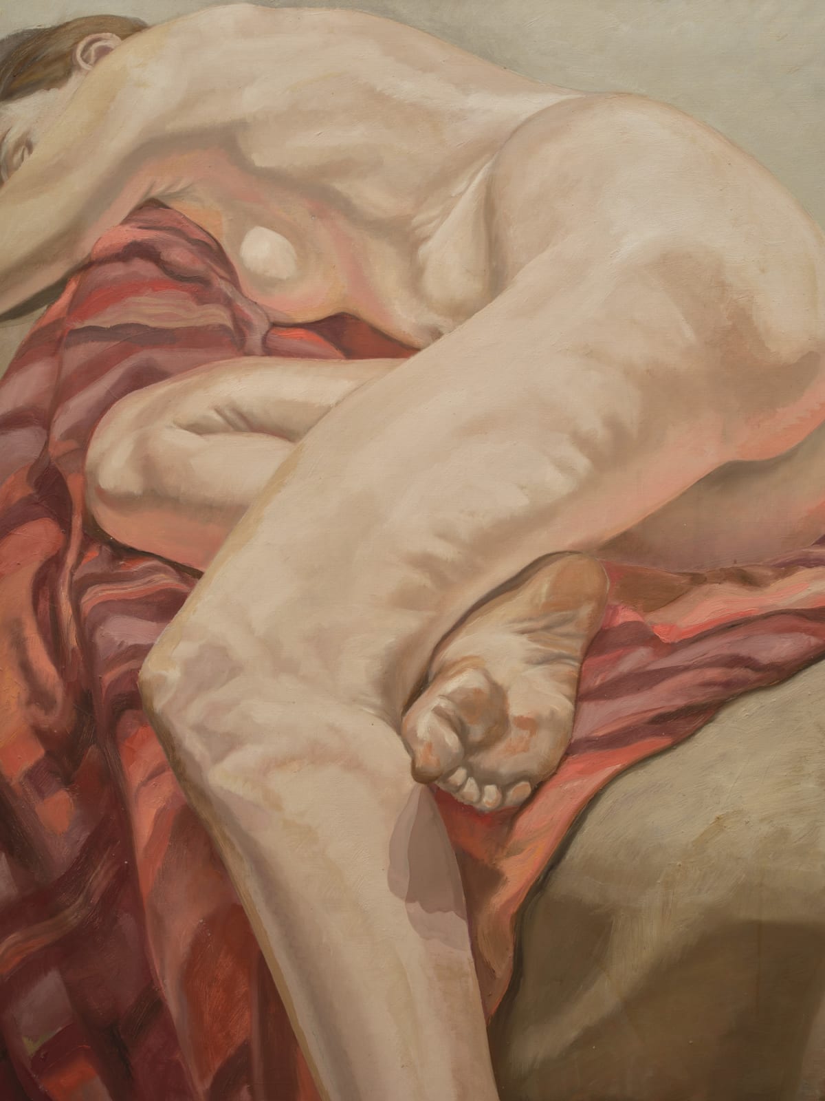 Philip Pearlstein, Reclining Model on Striped Cloth, 1966