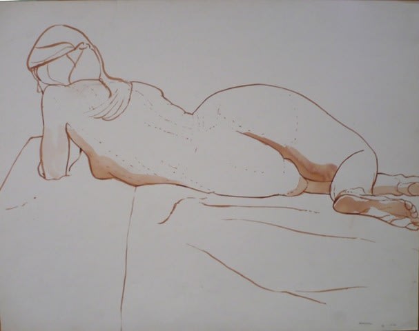 Philip Pearlstein, Reclined Female Model Twisted, 1966