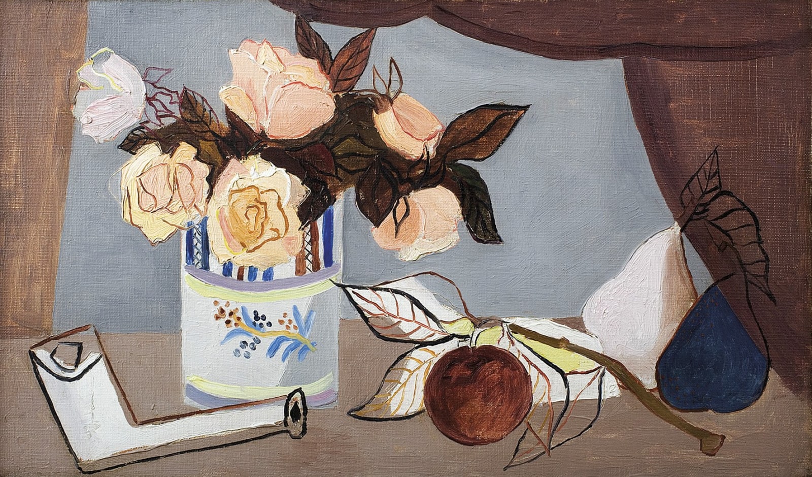 Christopher Wood, Still life with Flowers, Fruit and Clay Pipe, c.1927