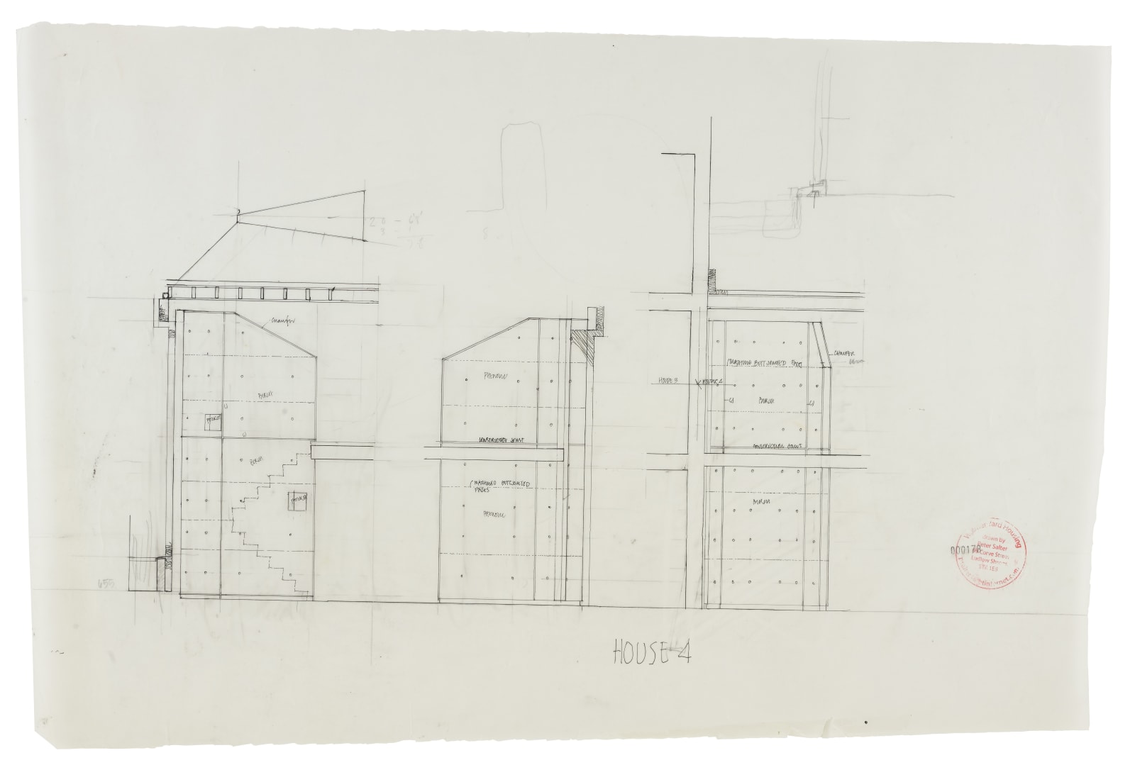 Peter Salter, Preliminary sectional elevations through staircase drum of House 4 (1:25), 2008