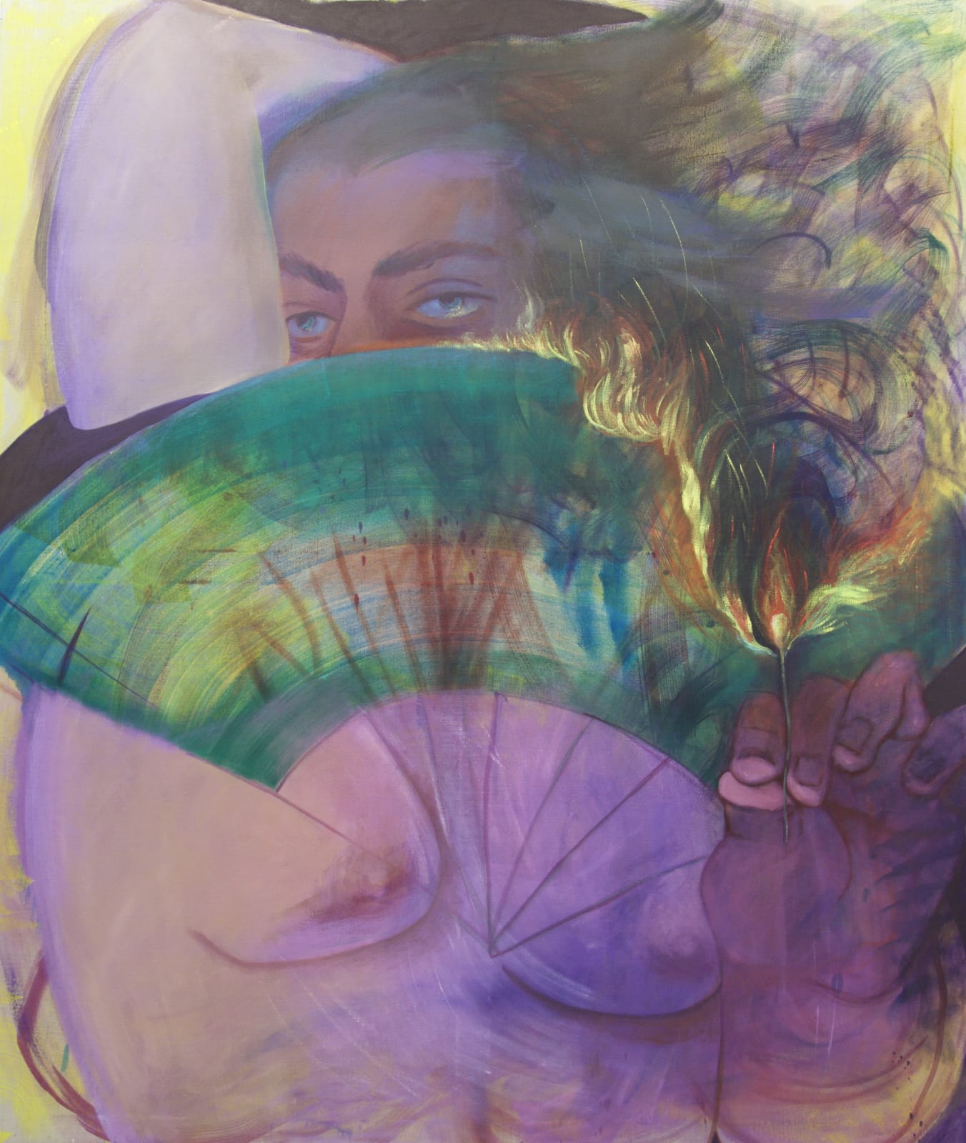 Lindsey Mclean, Self-Portrait as Colossus Woman with Fan