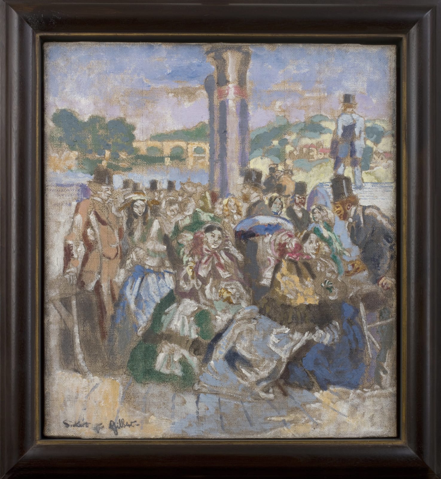 busy figurative oil painting of a crowd by Walter Sickert