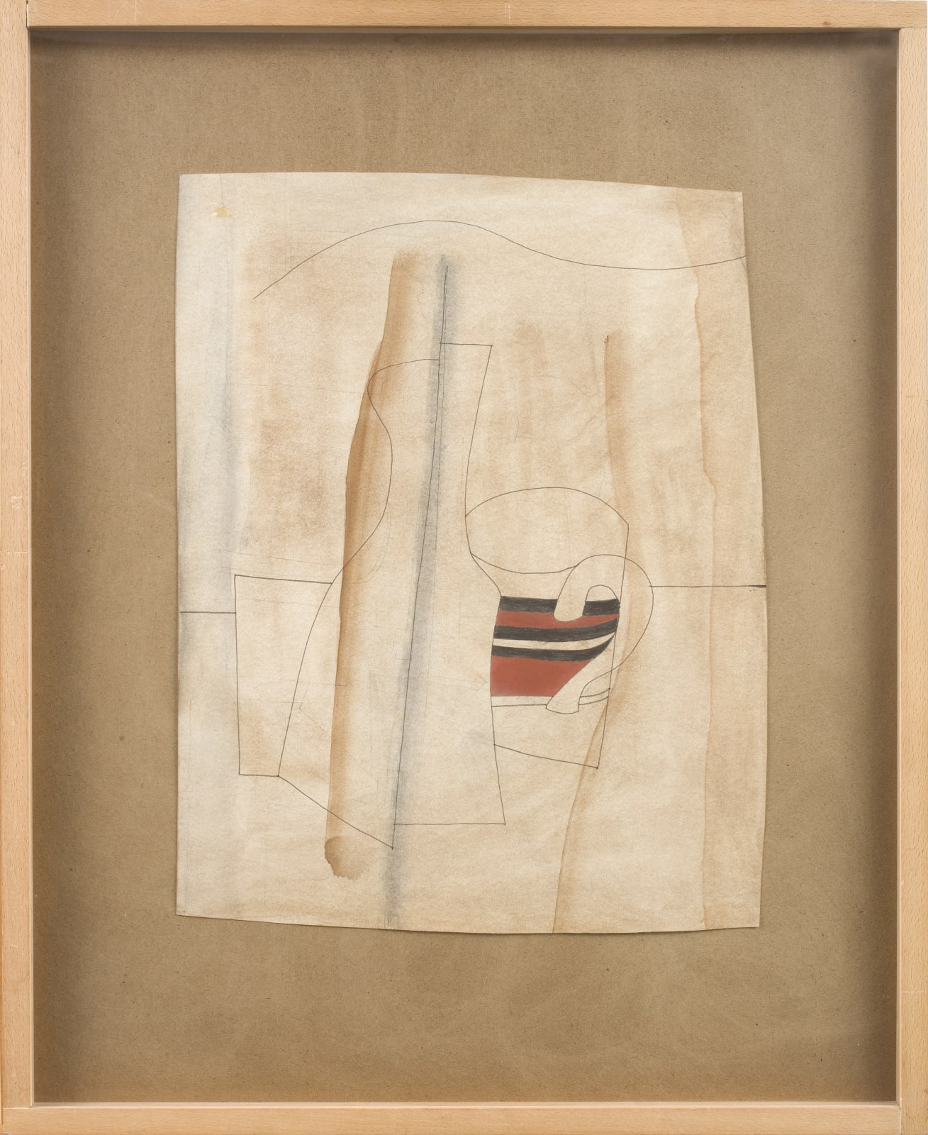 Ben Nicholson, Off brown and red and striped mug, 1979