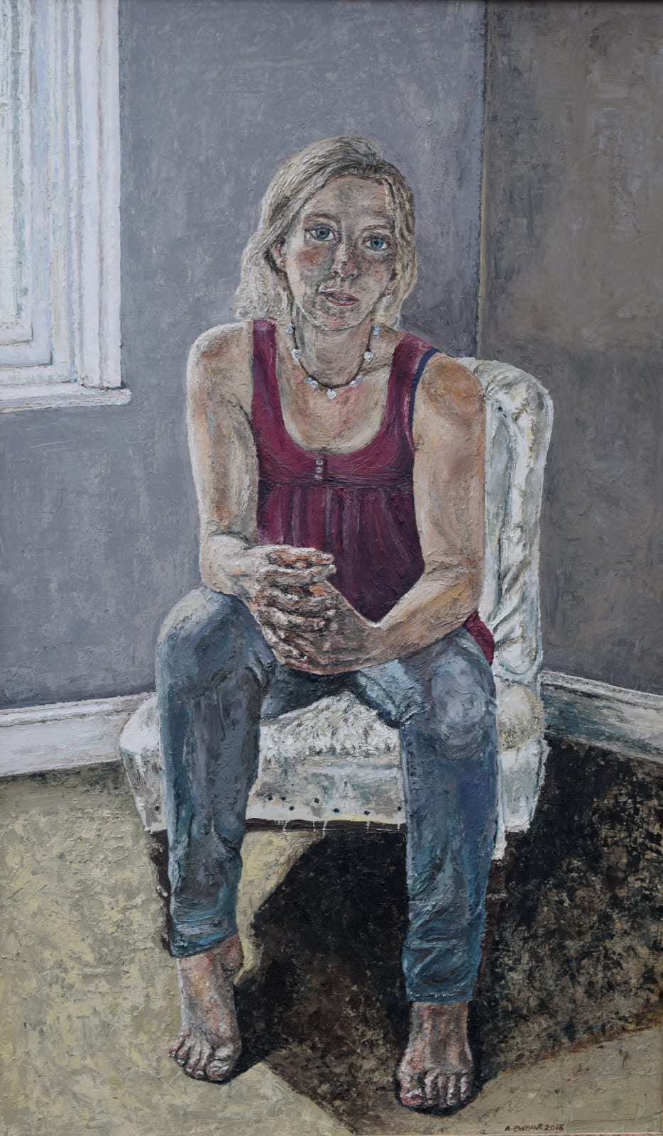 Amanda Ewbank, Self Portrait on Unfinished Chair, 2016