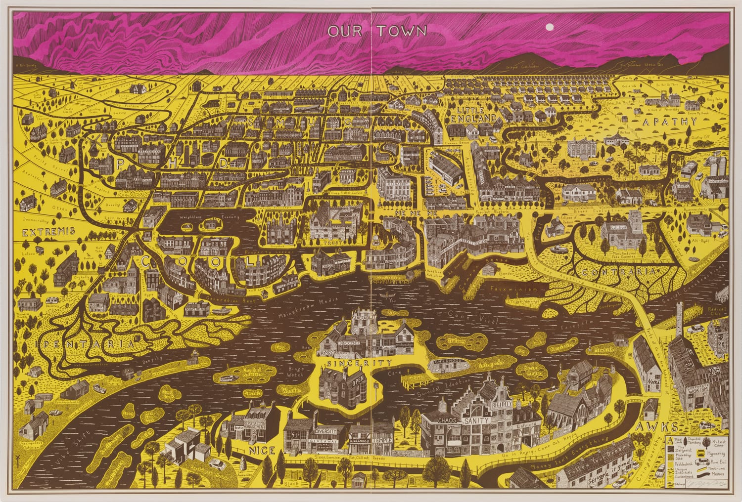 Grayson Perry, Our Town (yellow/fuschia), 2023