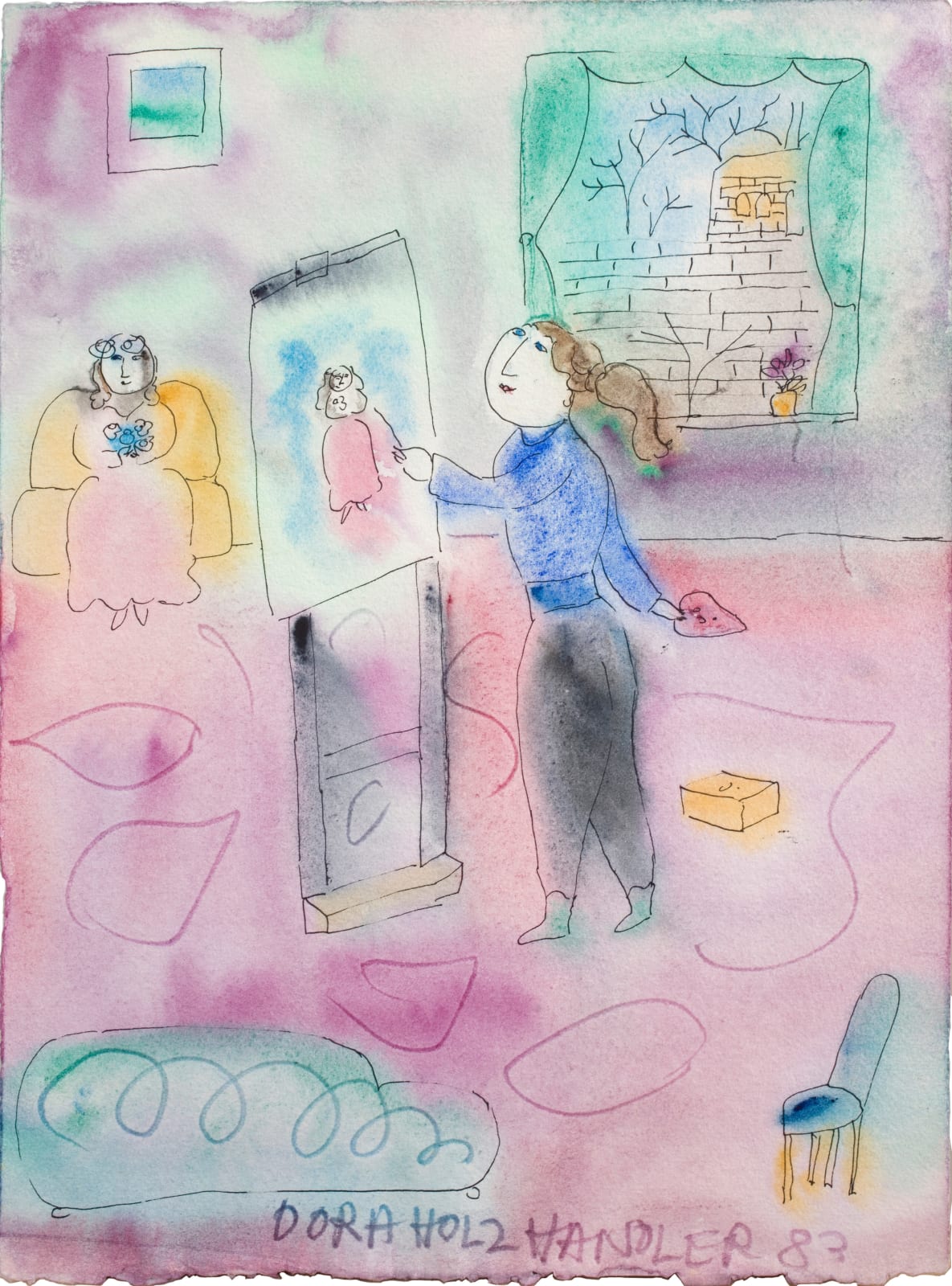 Dora Holzhandler, Hermione Painting a Portrait of Celeste, 1983