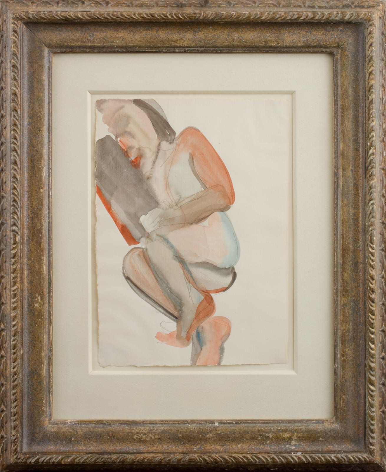 Watercolour human figure by Lucian Freud