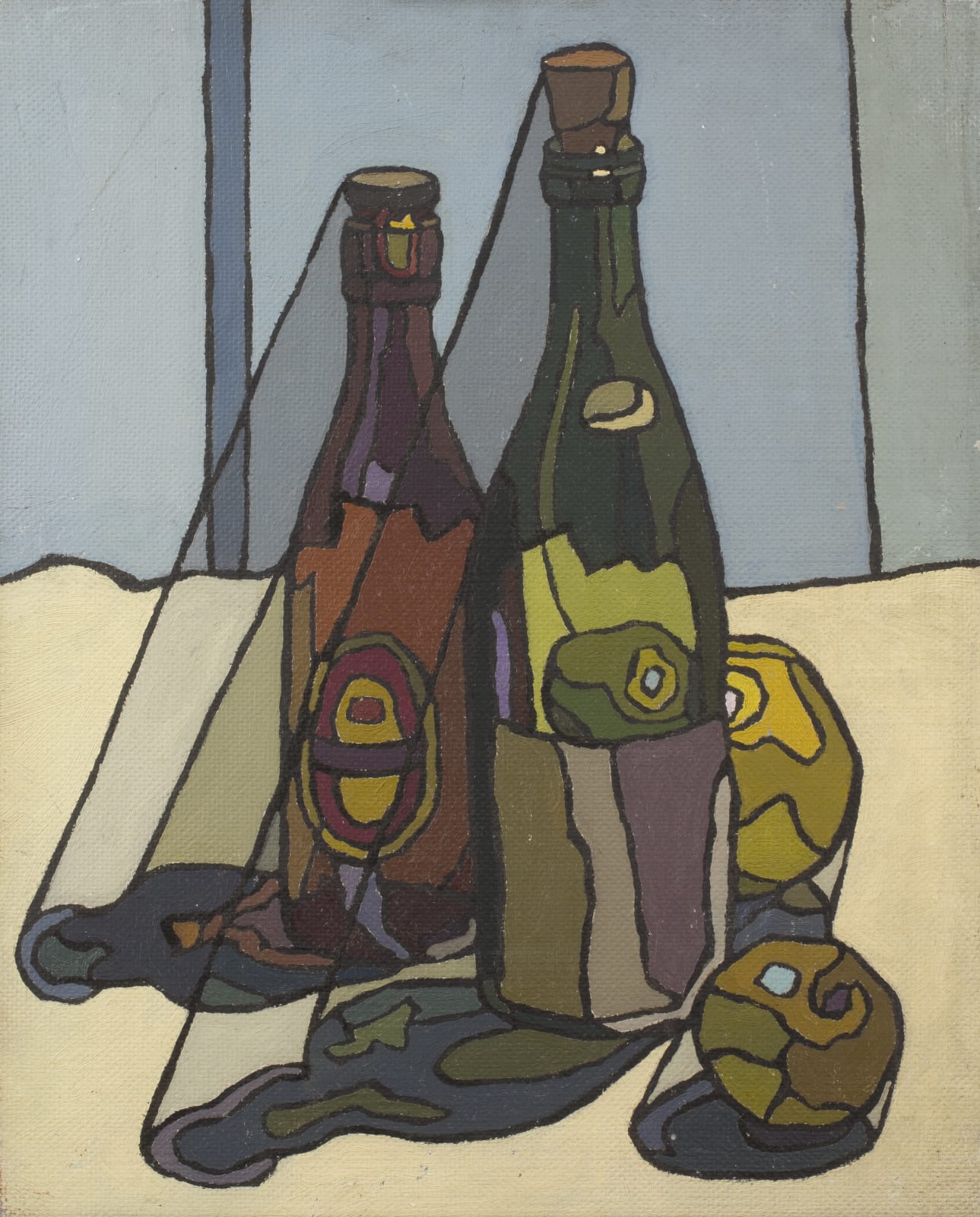Cyril Mann, Still Life with Bottles , 1955 c.