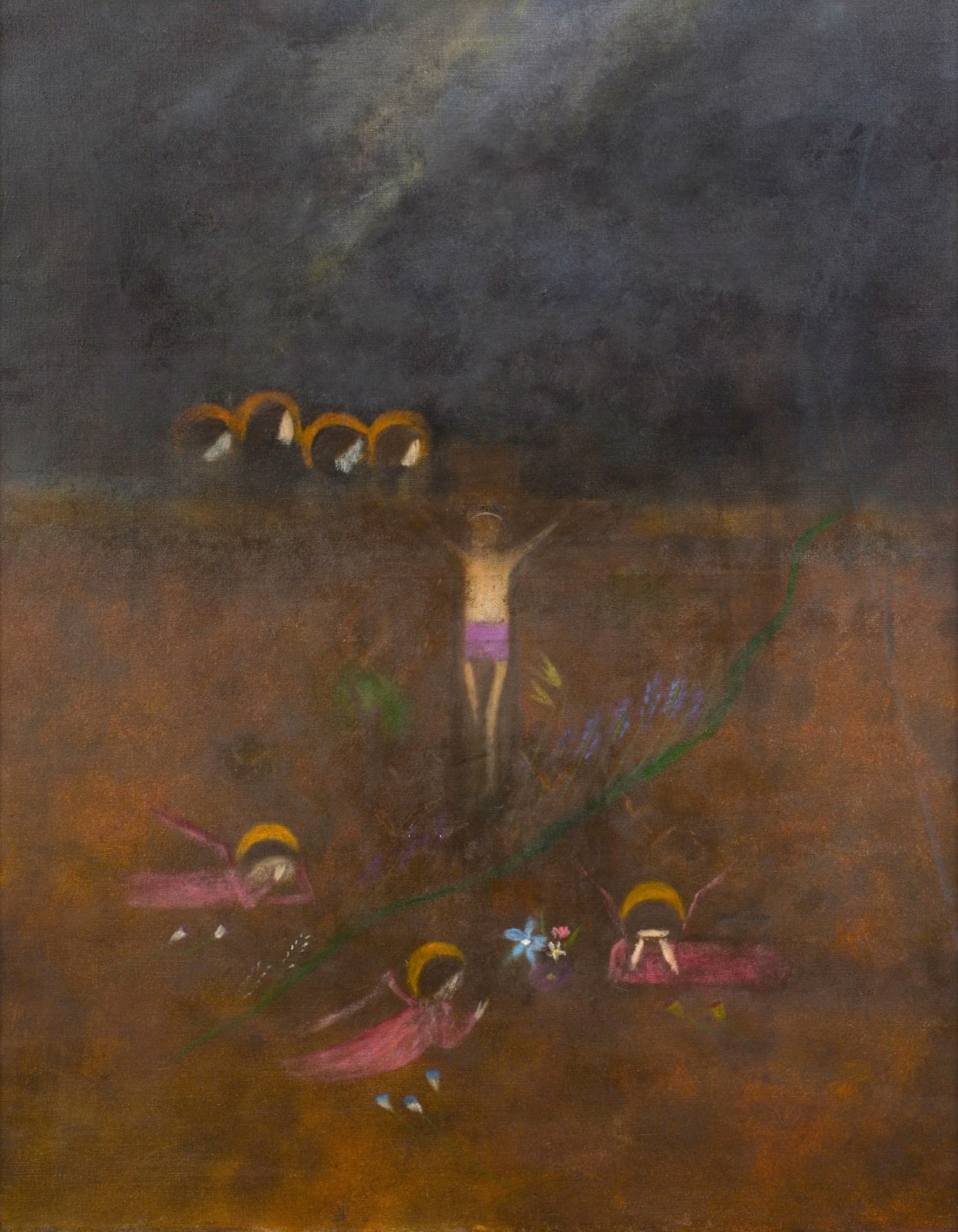 Craigie Aitchison, Crucifixion with Angels, 1960