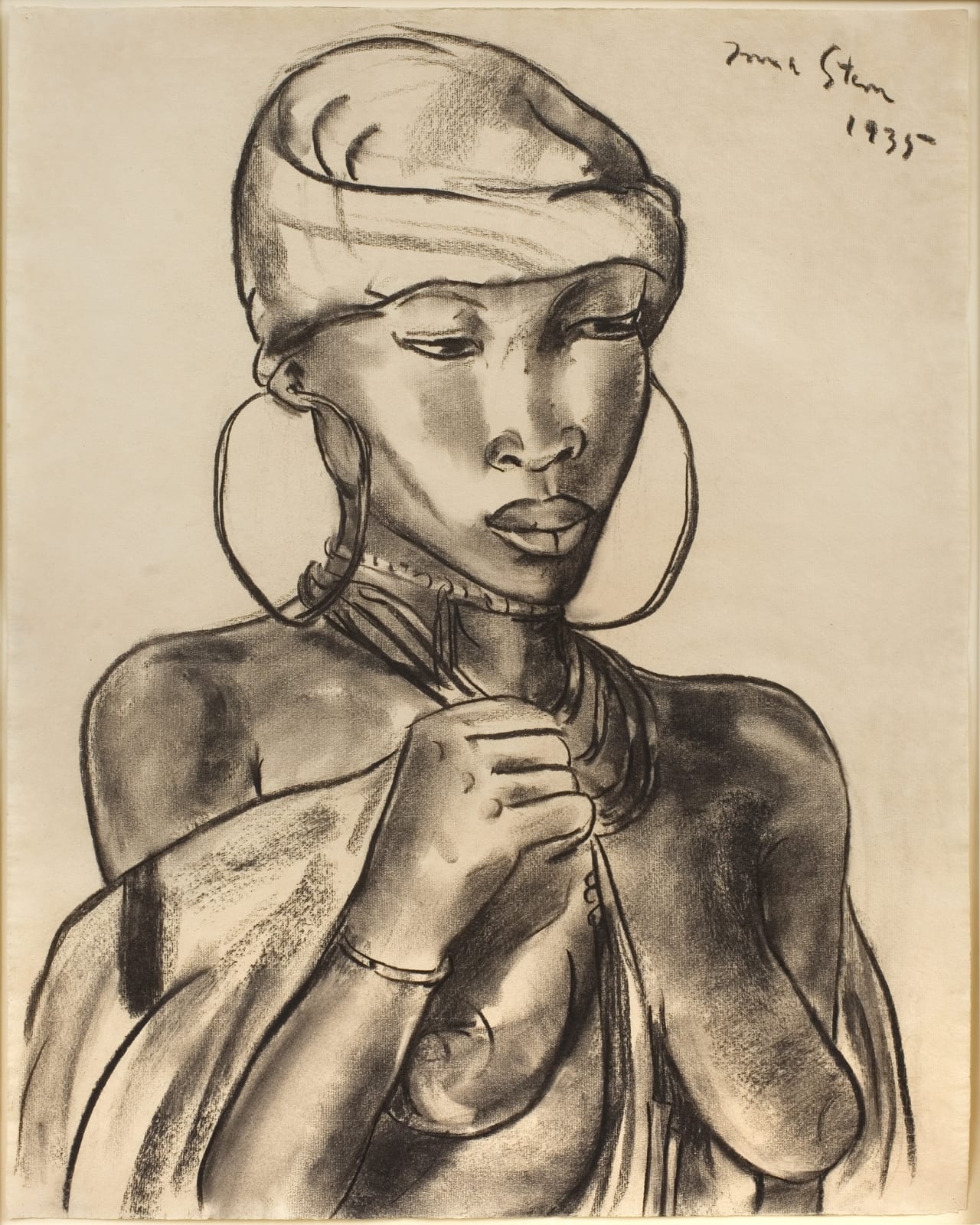 charcoal drawing of a woman by Irma Stern