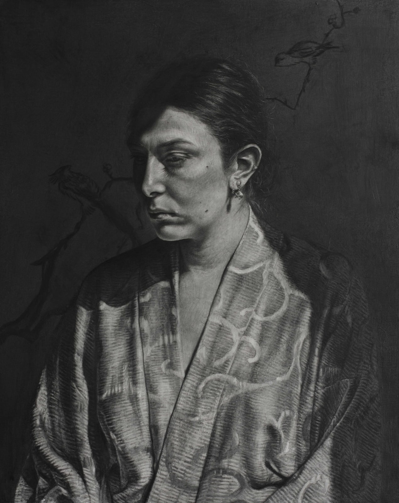Andrea Santi, Self-Portrait wearing a Japanese robe , 2022