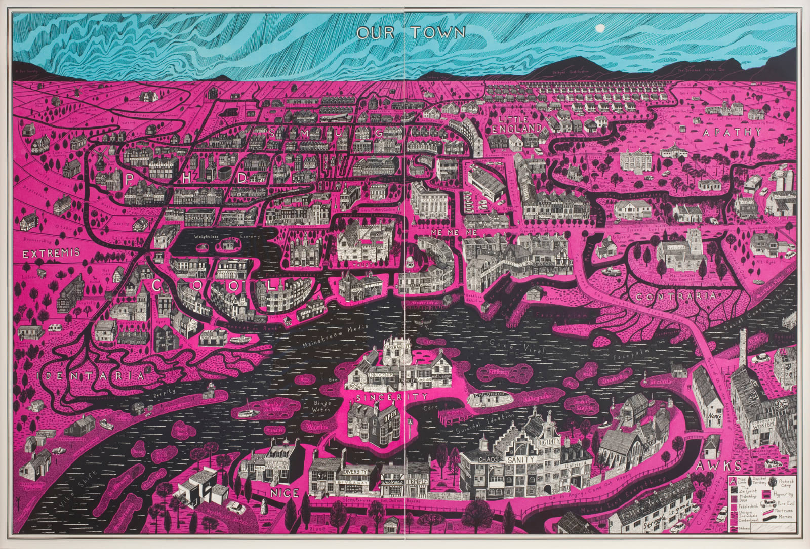 Grayson Perry, Our Town (fuchsia/blue), 2023