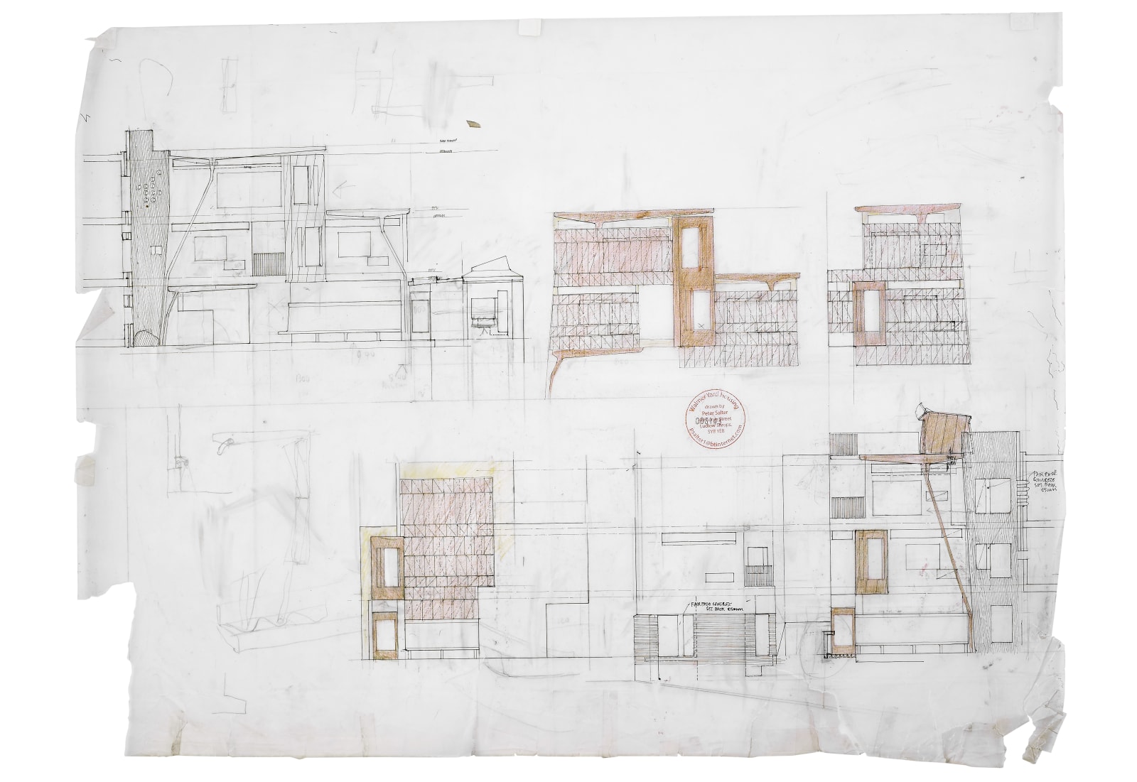 Peter Salter, Preliminary courtyard elevations, showing shutters & gutters (1:50), 2010