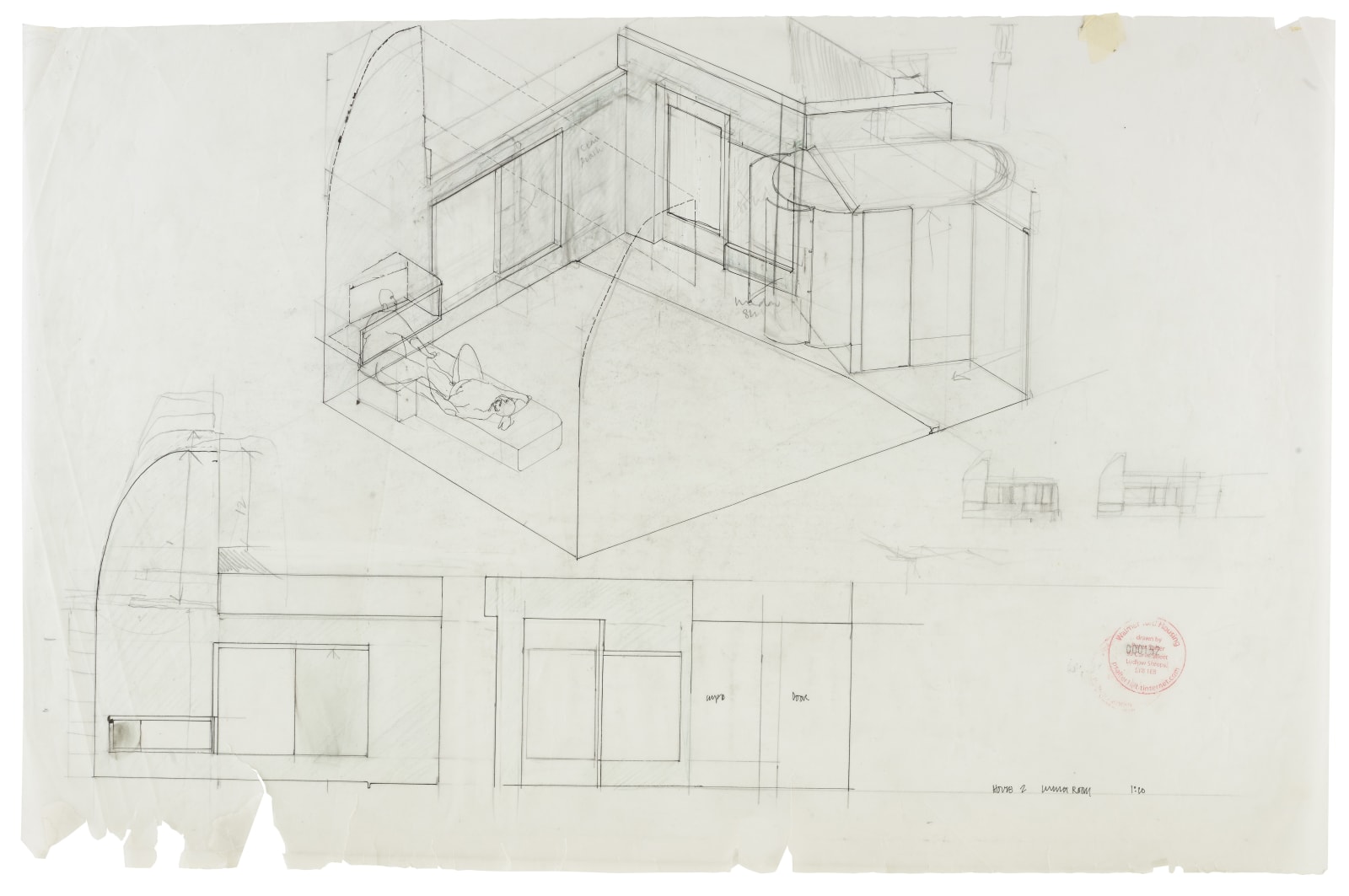 Peter Salter, Early proposal House 2 Living Room (1:20), 2010