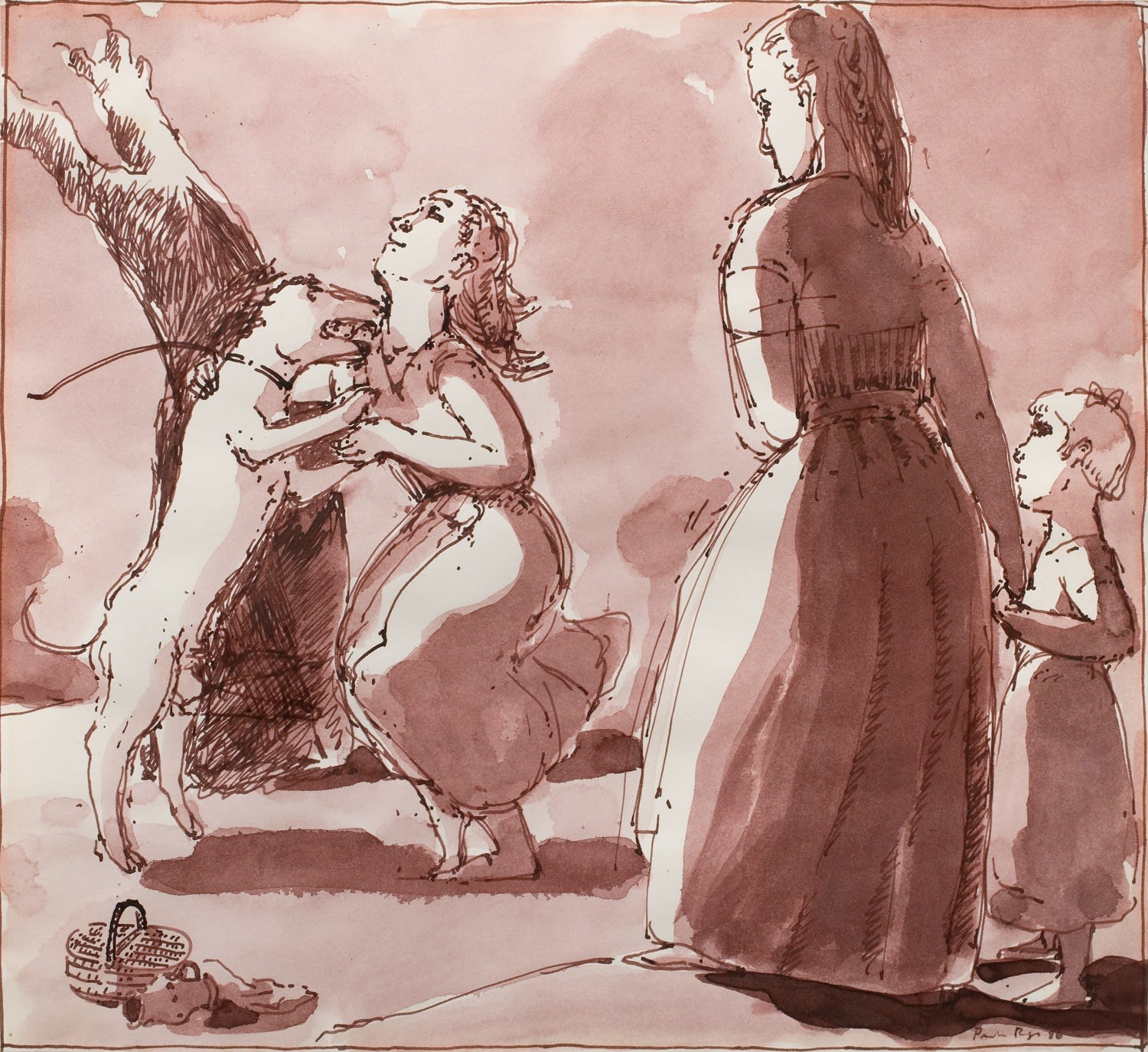 Paula Rego, Girl Exposing her Throat to a Dog, 1986