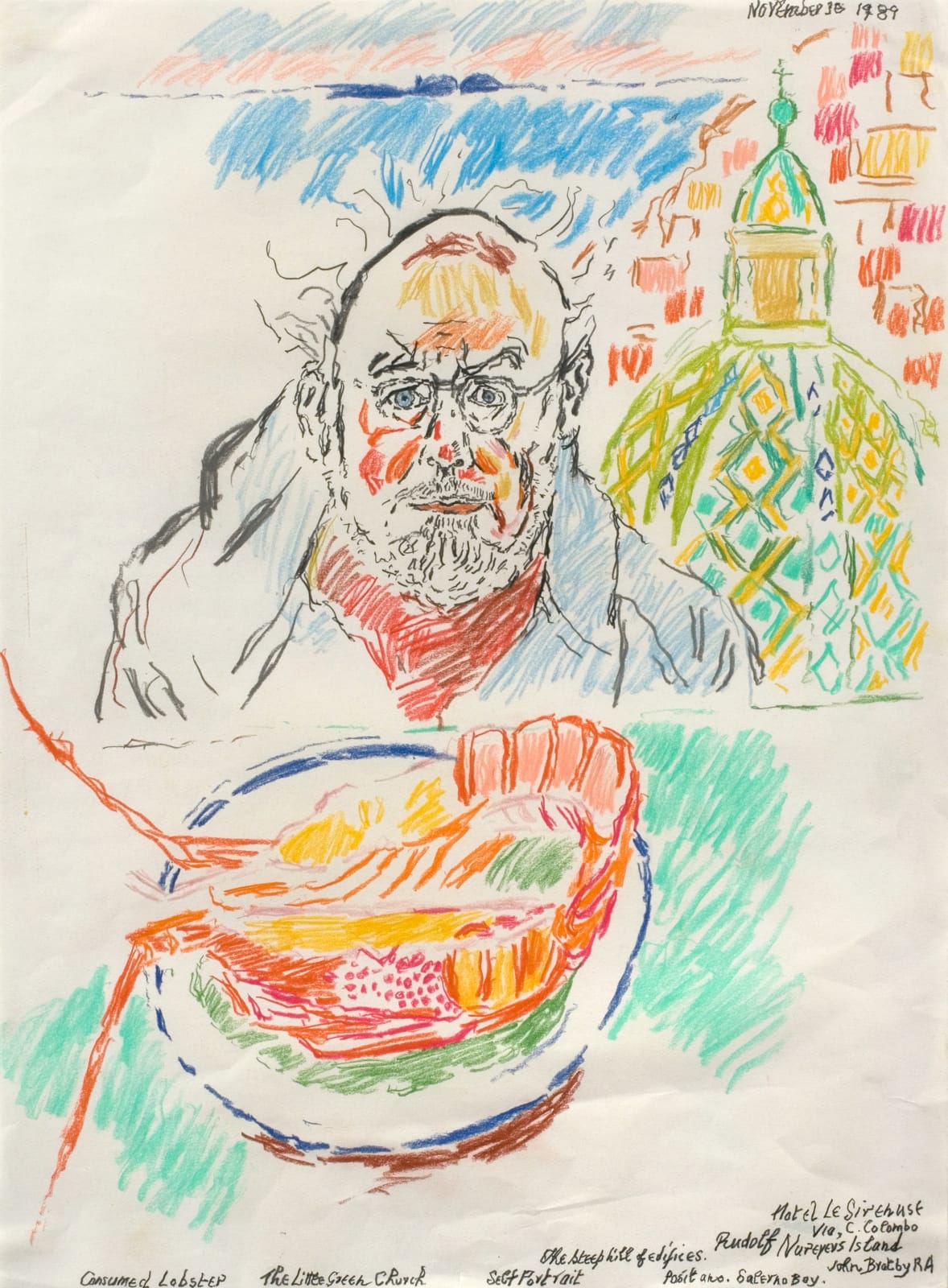 John Bratby, Self-Portrait, Positano, Italy, 1989