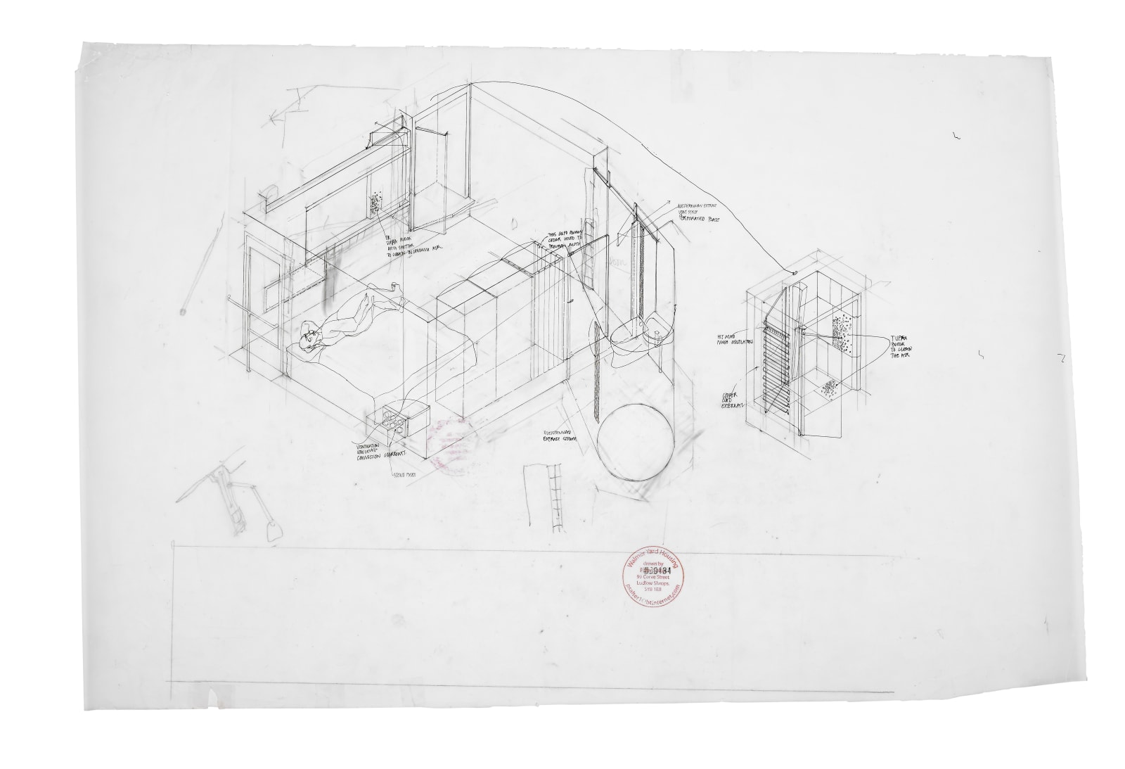 Peter Salter, Preliminary axonometric of House 3 second bedroom (1:20), 2008