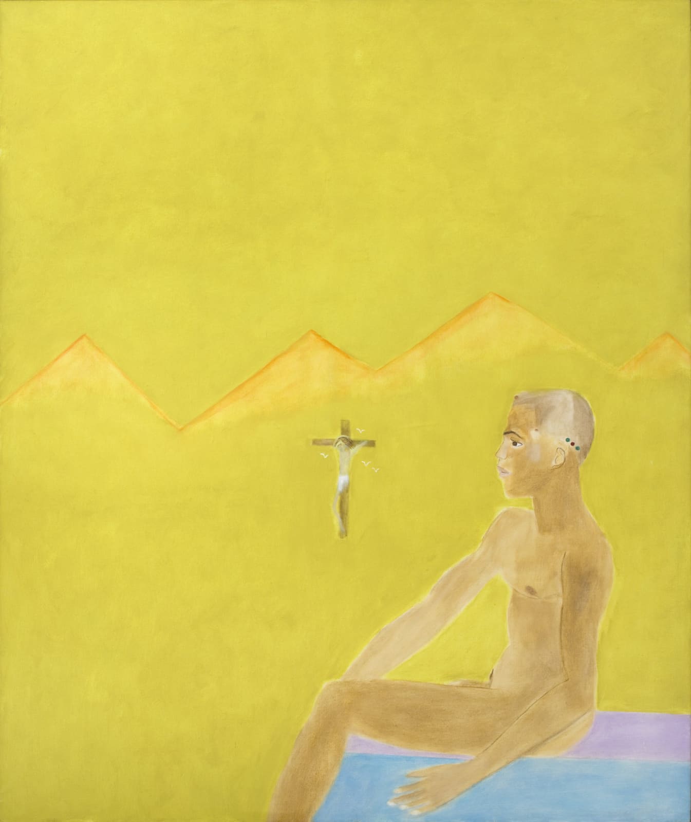 Craigie Aitchison, Boy Seated with Crucifixion, 1985