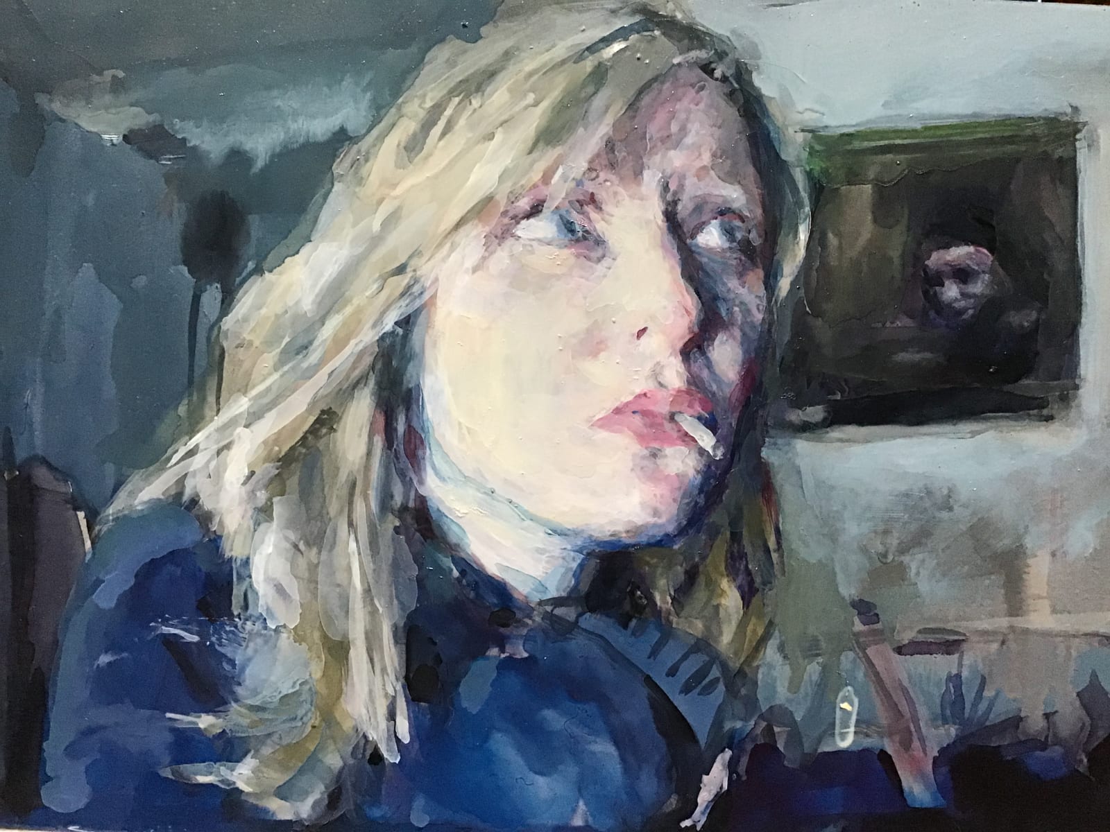 Geraldine Swayne, Portrait of Geraldine Swayne, live, in her haunted studio.