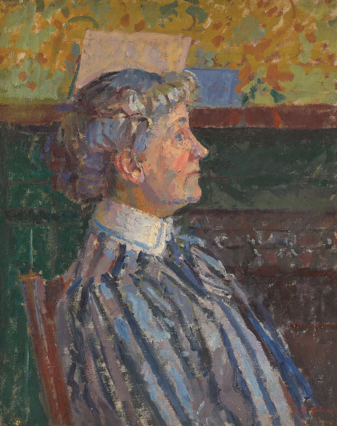 Harold Gilman, Portrait of Irene Battiscombe the Artist's Sister (The Striped Blouse), c.1915