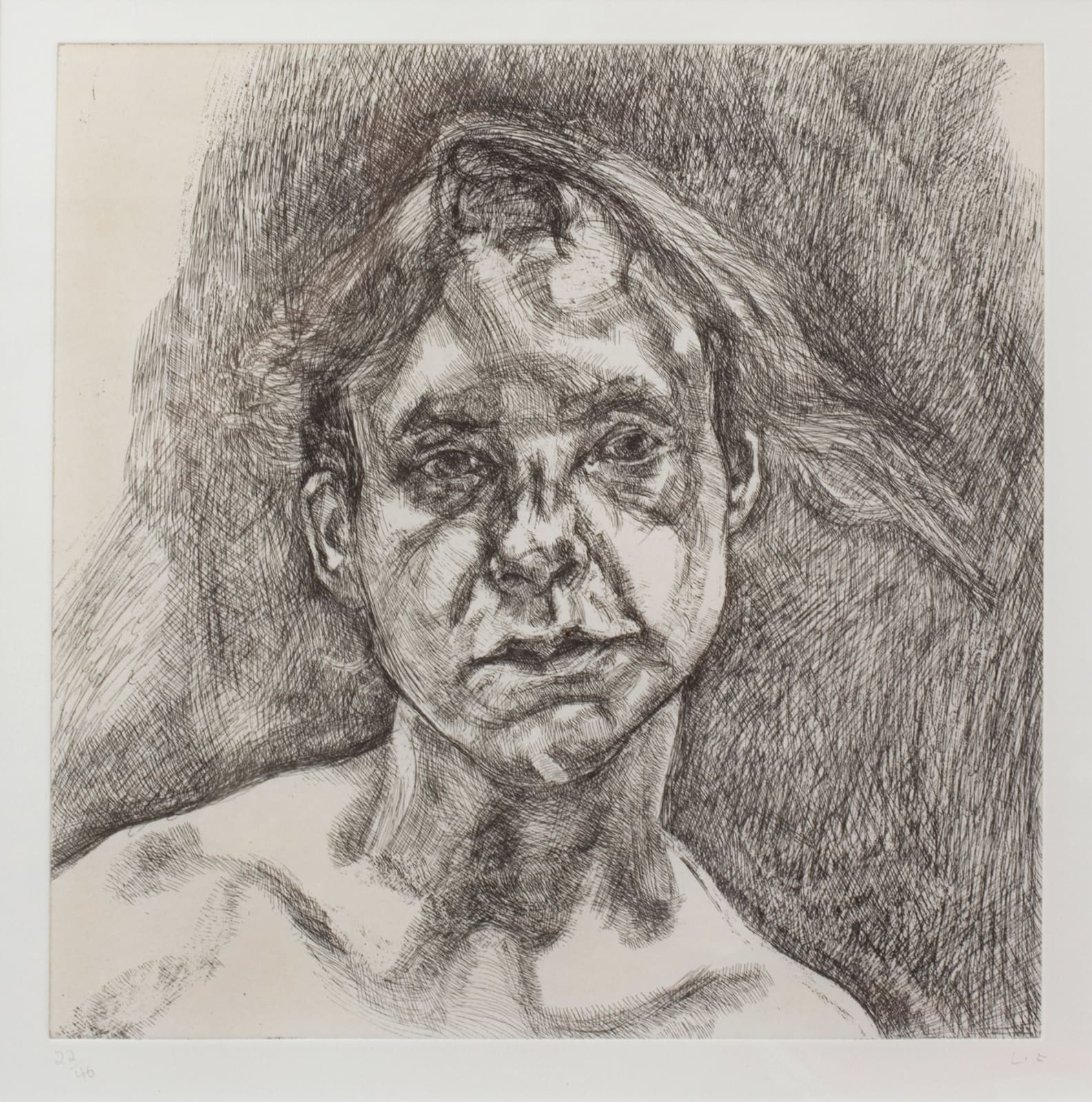 etching portrait by Lucian Freud
