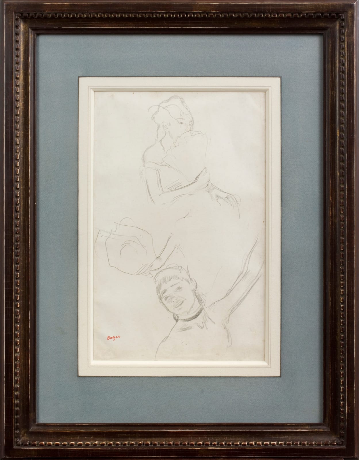 Edgar Degas, Études: Femme à l'Evantail, Main tenant un Bouquet, Buste de Danseuse, 1876-80, c.