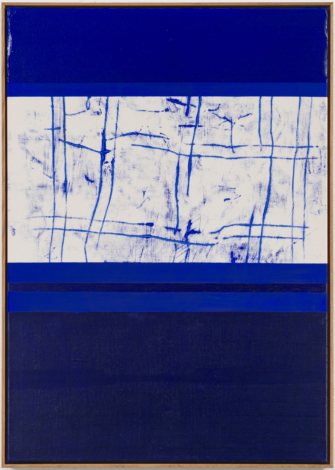 Søren Sejr, Comp. Blue / One Block gel top, double grid, one thin line oilstick, one block oilstick bottom, 2025