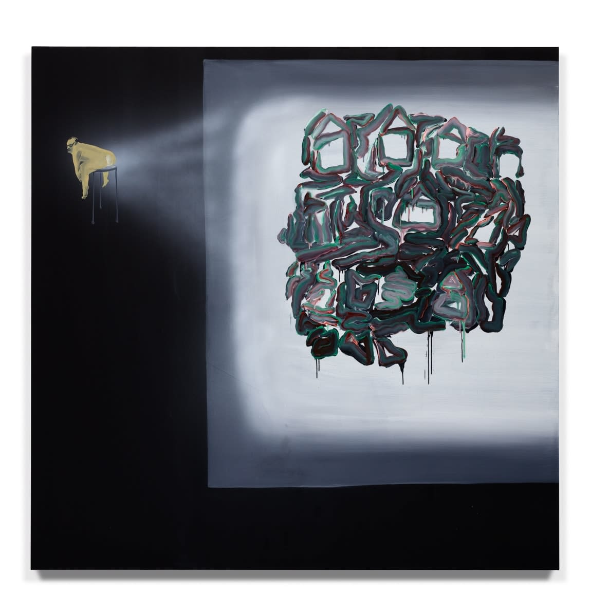 Tala Madani, Rear projection (Village), 2016