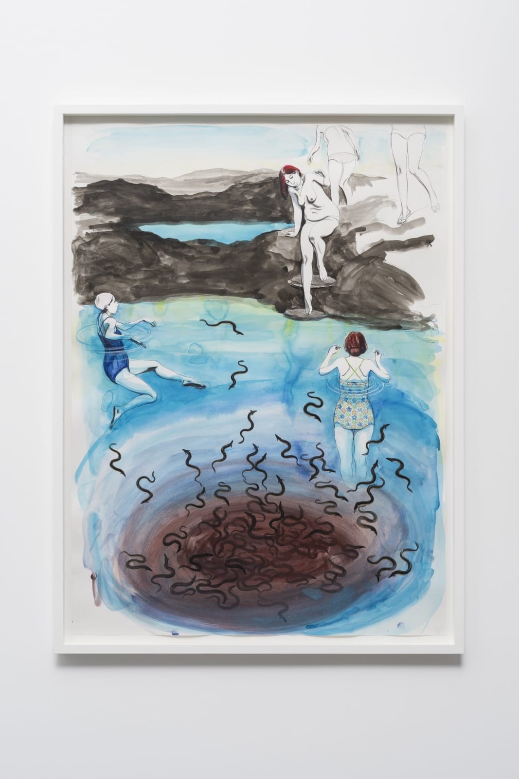 Charles Avery, Untitled (Three bathers at Invisible waters), 2016