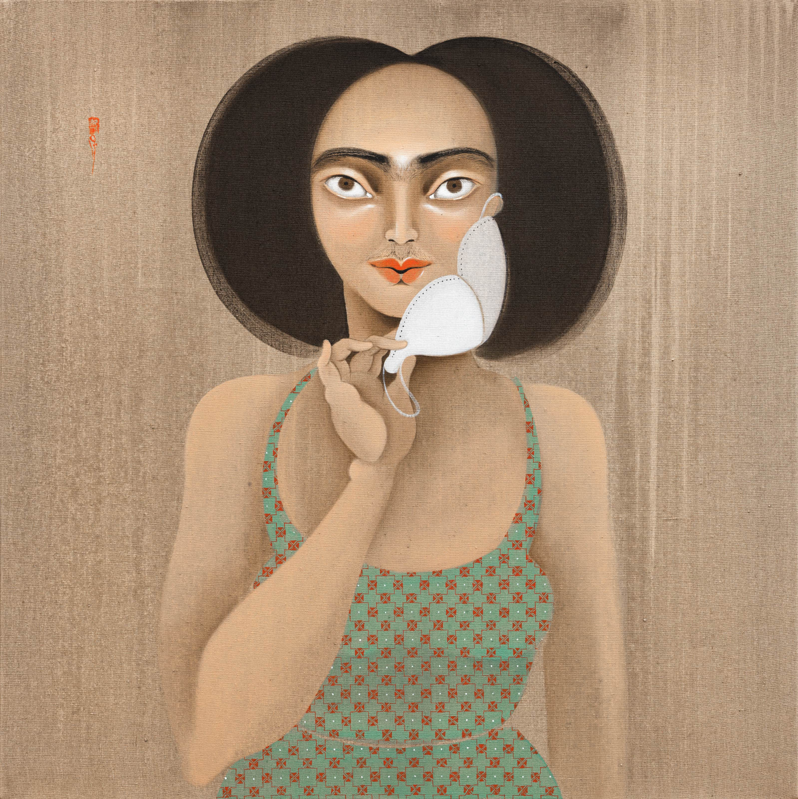 Hayv Kahraman, Moustache mask, 2021