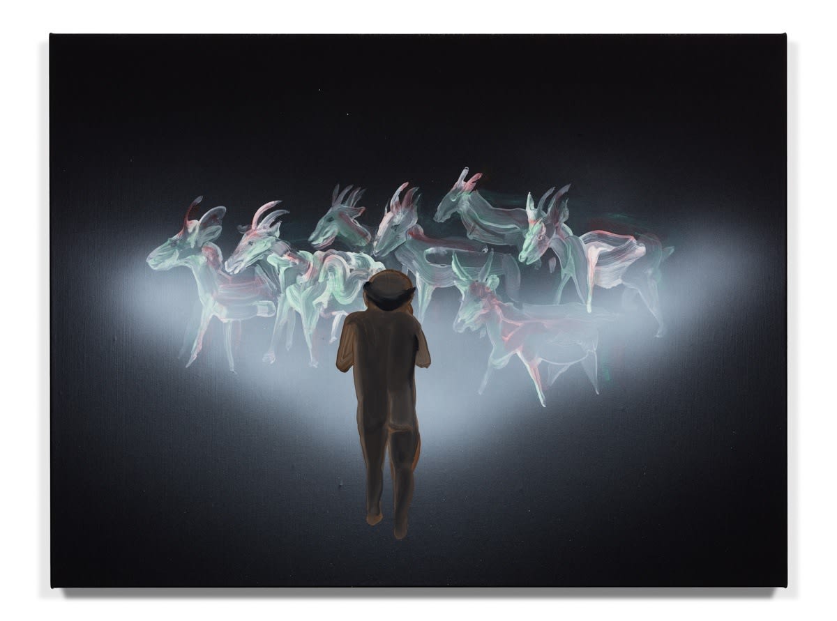 Tala Madani, Front projection (Horned), 2016
