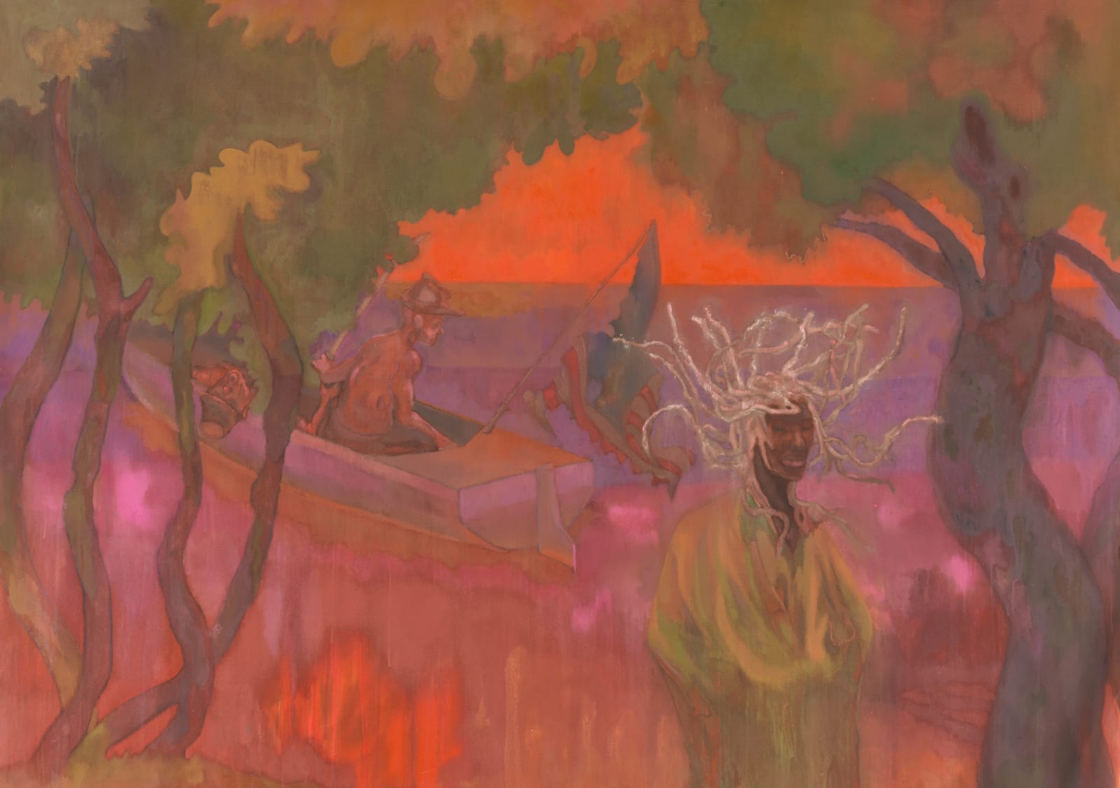 Sedrick Chisom, Medusa Wandered the Wetlands of the Capital Citadel Undisturbed by Two Confederate Drifters Preoccupied by Poisonous Vapors that Stirred in the Night Air, 2021