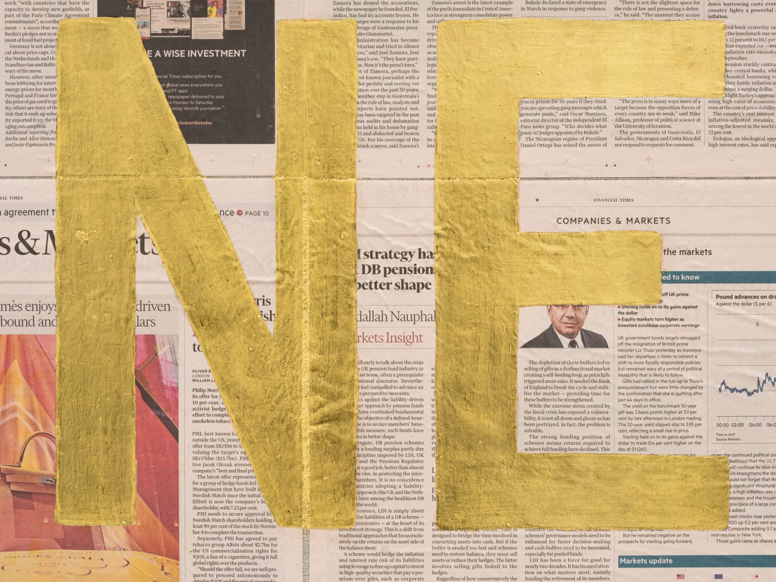 Rirkrit Tiravanija, Untitled 2022 (let the sun shine in, financial times, october 21, 2022), 2022