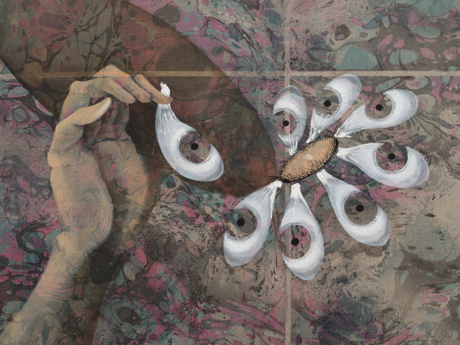 Hayv Kahraman, Eye plants in Blue, 2024