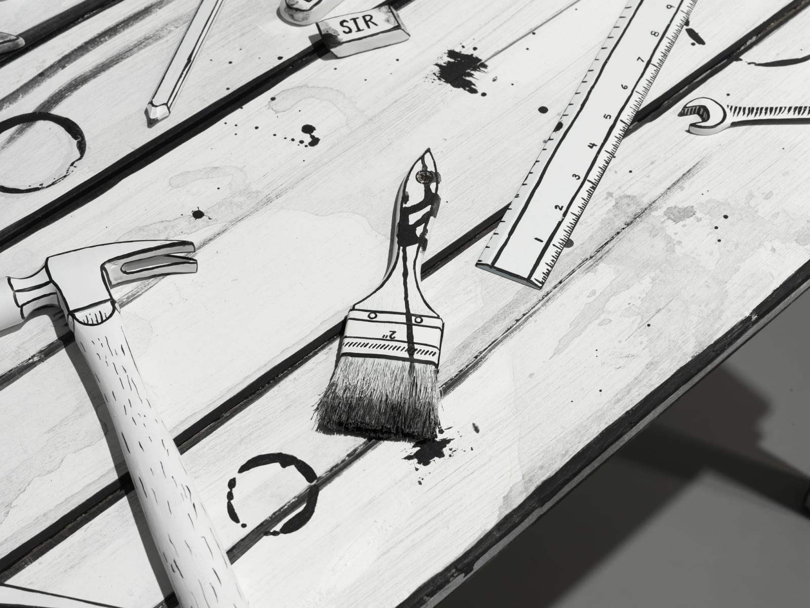 Mary Reid Kelley and Patrick Kelley, Daedalus' Table, 2014